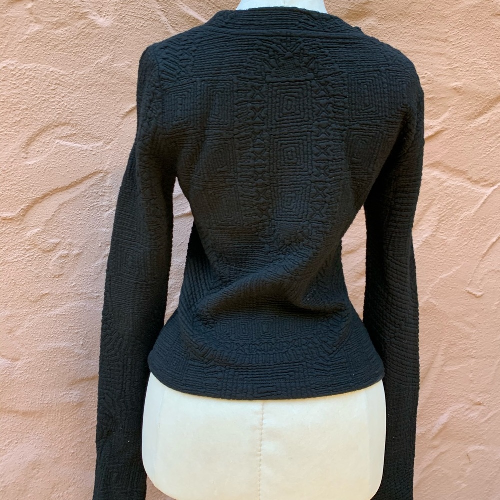 Carin Wester black long sleeve textured shirt